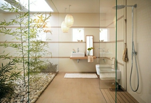 Trädgård badrum design idéer deco asiatisk stil