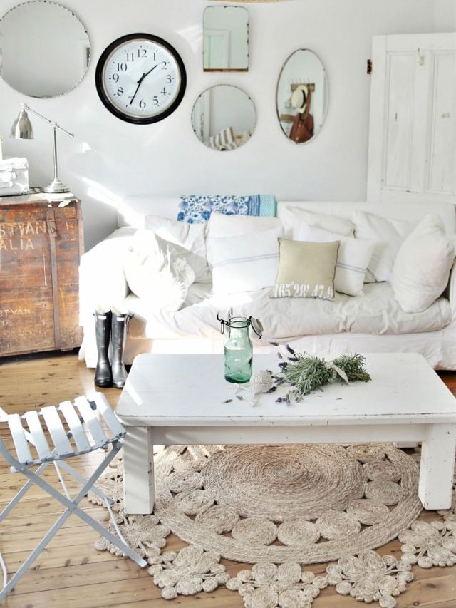 vit spegel väggdekoration idéer vintage möbler
