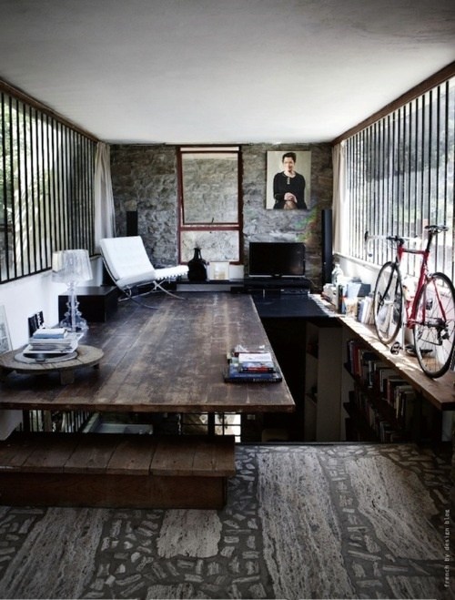 Inredningstips-bachelor lägenhet-natursten vägg-cykel