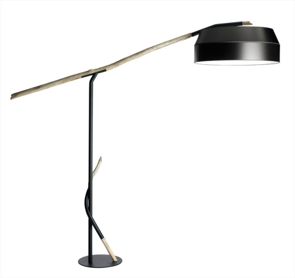 kontur svart lampdesign med träelement