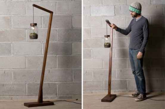idé för att tända lampskärm som ett terrarium vertikalt