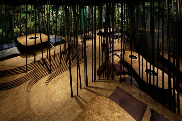 skog växter stålrör partition tokyo osb paneler låga bord
