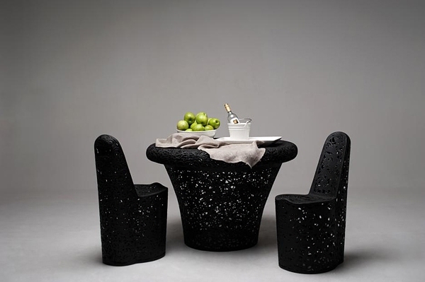 designermöbler från köksset i vulkaniskt tyg