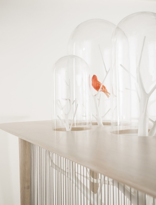 oberberich träplatta archibird designerbord med fågelbur