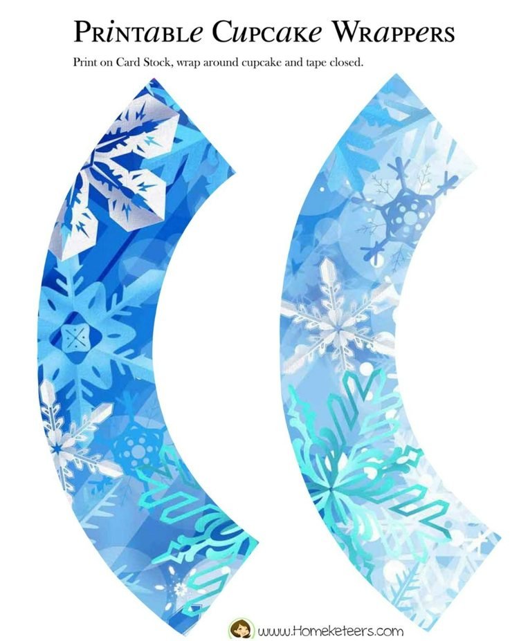 fest-is-drottning-papper-diy-mall-cupcake-dekoration-blå-snö-tema
