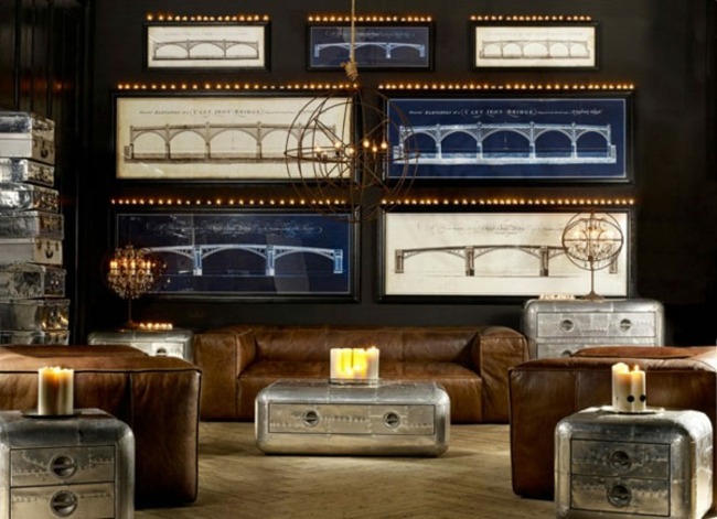 Lädermöbler bilder vägg resväska bord eklektisk
