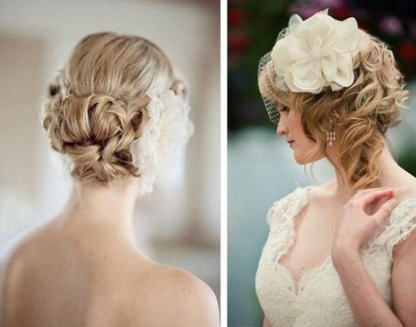 updos flätade frisyrer hårtillbehör-tyg blommor