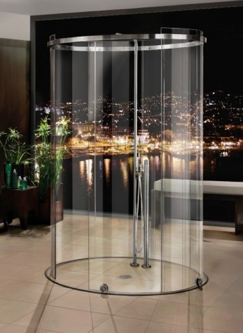 Oval glas duschkabin MWE badrumsdesign