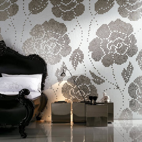 elegant mosaik kakel svart och vit väggdekoration