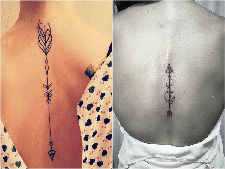 tatuering-motiv-ryggrad-kvinnor-pil-dekorativa