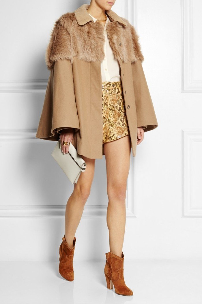 Päls-Fuskpälskant-Nedfällbar krage-Topshop-Unik-Shearling-ull-blandning-cape-rock