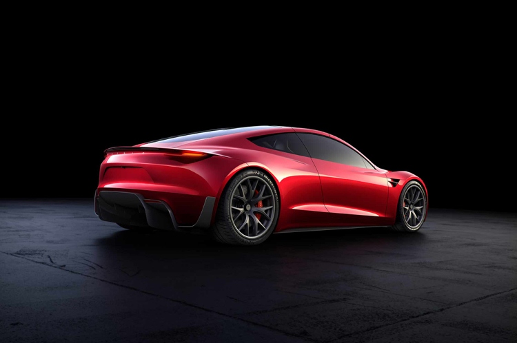 elektrisk sportbil tesla roadster porto röd design