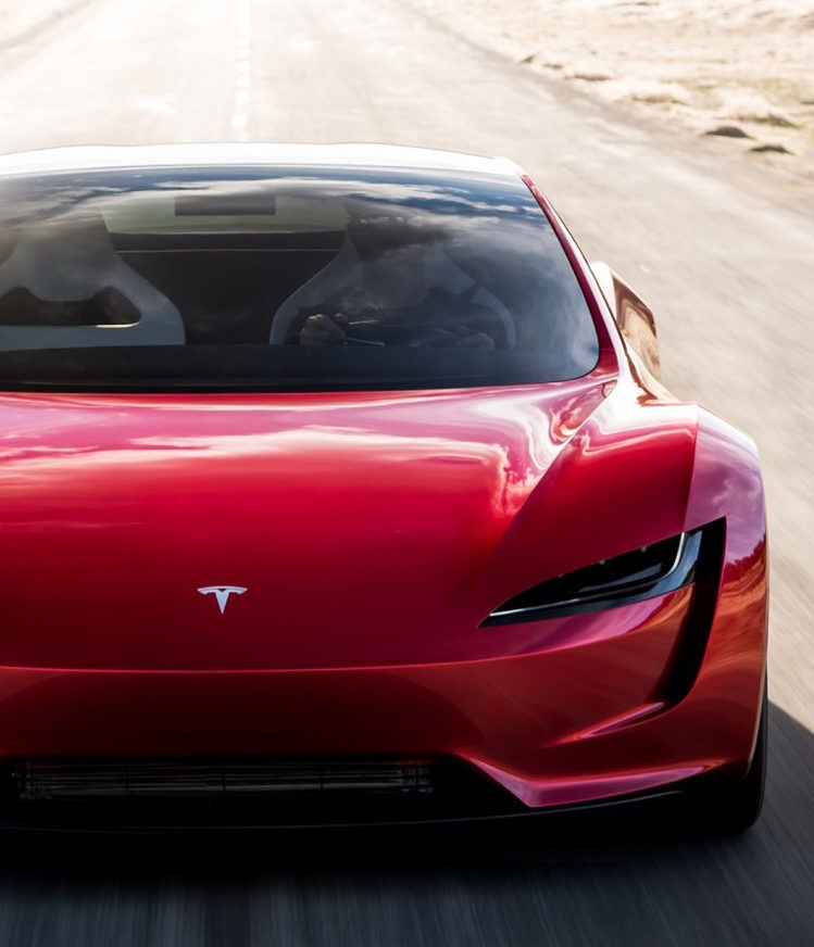 Elektrisk sportbil tesla roadster detalj presentation elektromobilitet