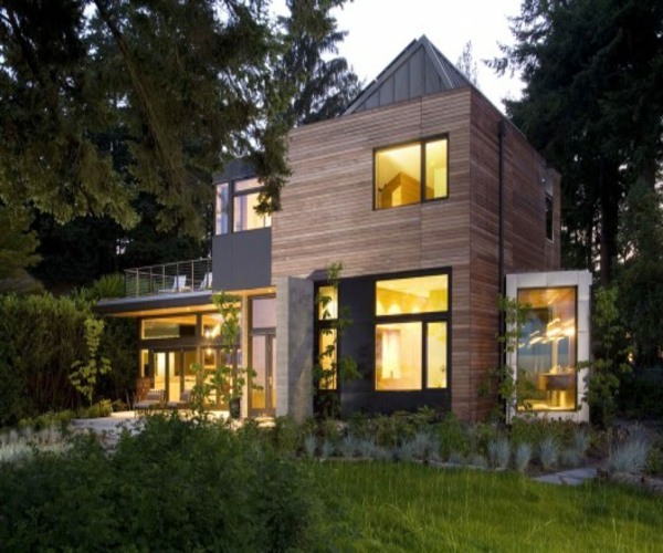 miljövänlig arkitektur - hus i skogen