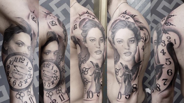 ängel-tatuering-design-idéer-komposition-komplicerad-arm