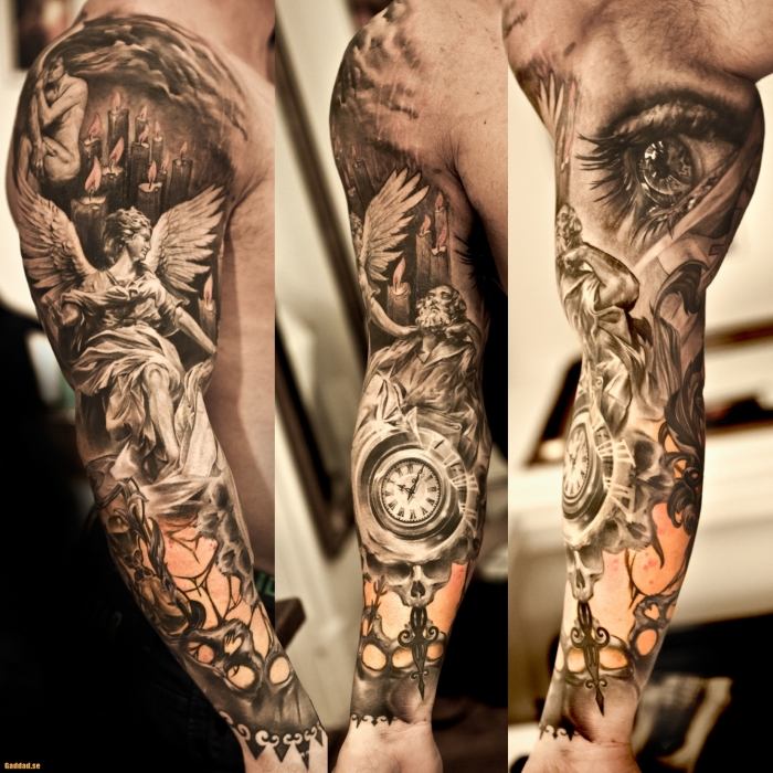 ängeltatuering-design-ärm-arm-realistiska-ögon-ljus