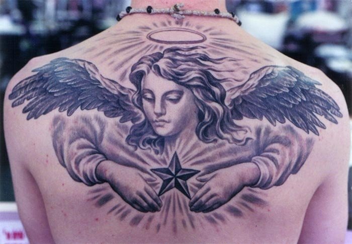 stjärna-tatuering-design-ängel-tillbaka-män-tatuering
