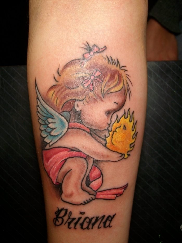 baby angel tattoo design flam motiv