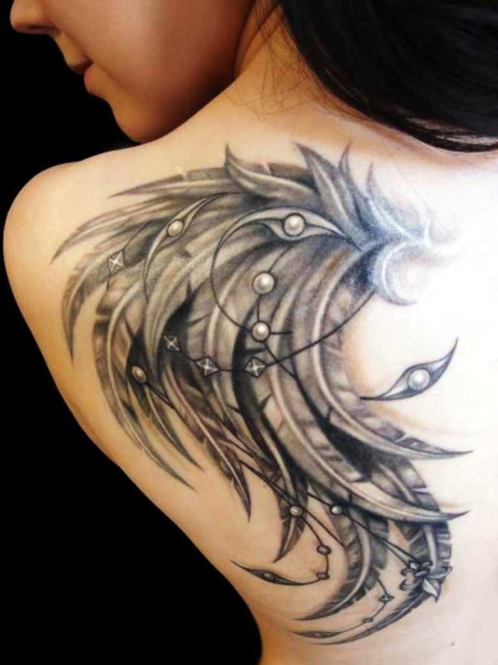 Angel wing tattoo design axelmotiv kvinnor dekorativa