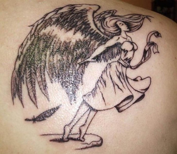 Angel Tattoo Design Shoulder Back Motif Girls