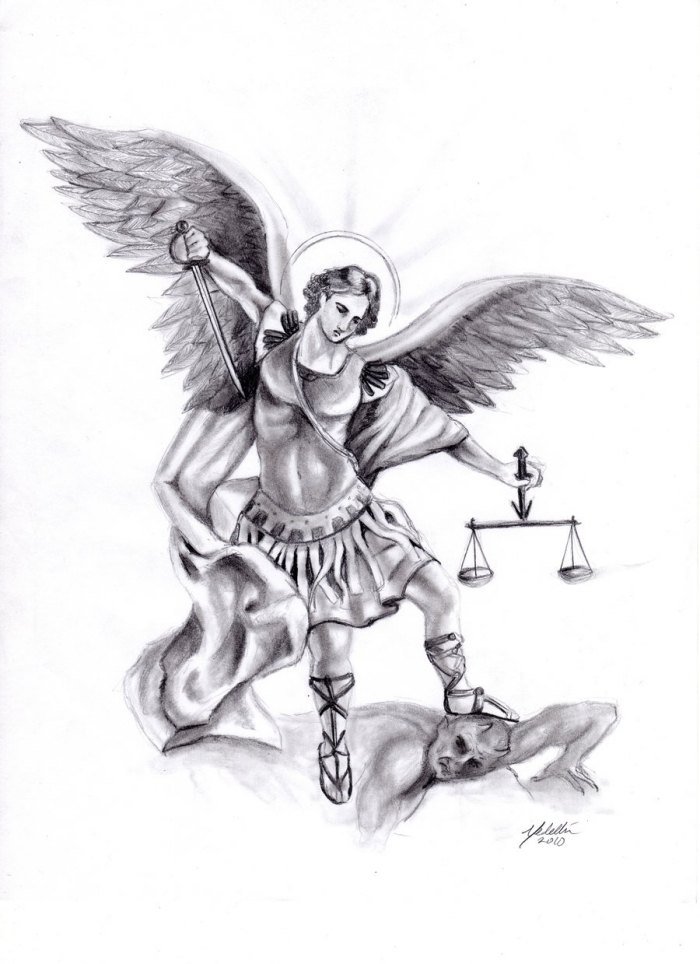 Ärkeängel-Michael-djävulen-tatuering-mallar-mönster-för-arm
