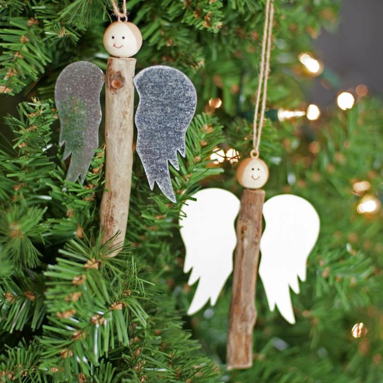ängel för att pyssla träpinne vinge idé julgransdekoration