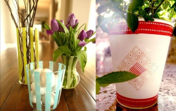 Älskande bordsdekorationer porslin blomkrukor dekorera klistermärken färgglada band