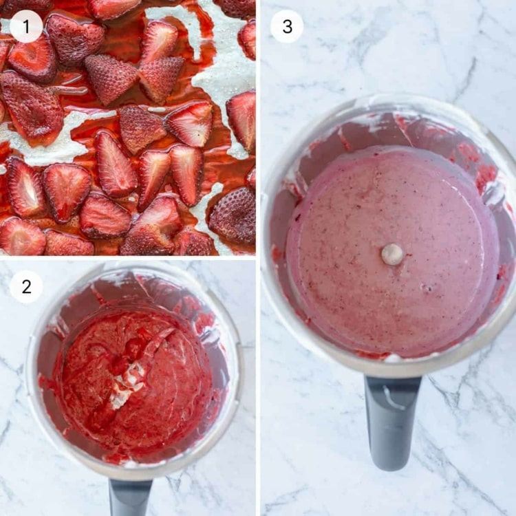Jordgubbsglass i Thermomix - baka eller koka och mosa jordgubbar