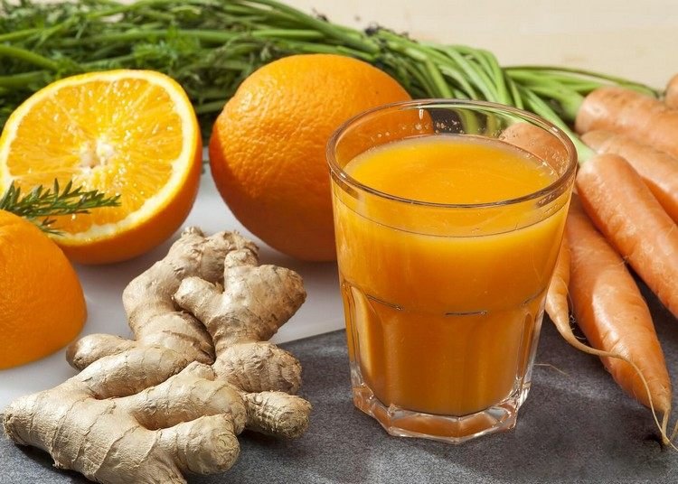 juicer recept hälsosamma uppfriskande juice apelsin ingefära morot