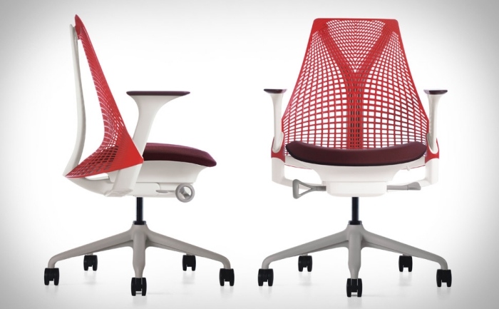 ergonomisk-kontorsstol-SAYL-Herman-Miller-röd-bas-svart