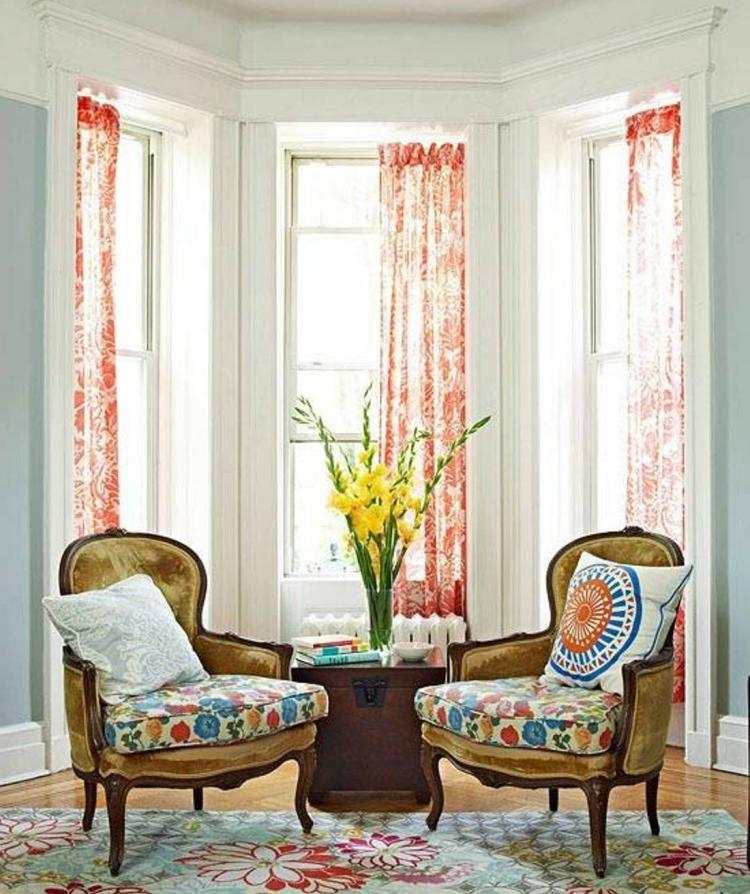 Fönster-dekorera-gardiner-tyg-klädsel-fåtölj-antikt-blomma-mönster-dekorativa-kuddar