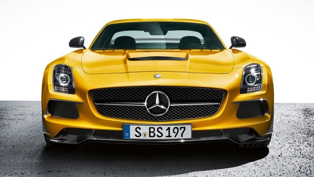 2014 mercedes sls amg svart serie fram gul