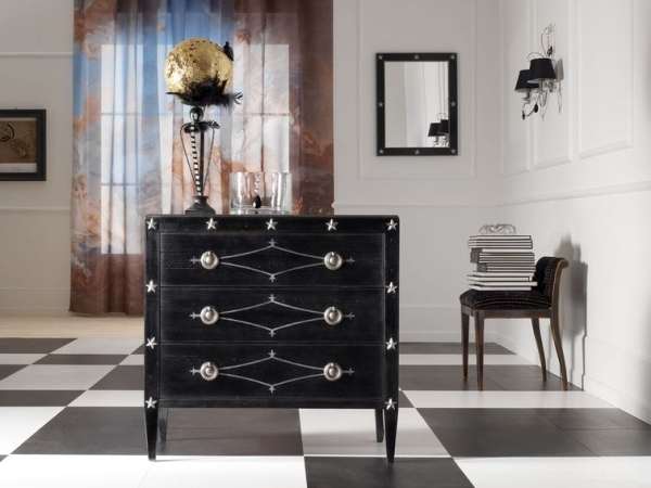 Dresser modern design golvplattor svart och vitt