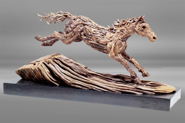 drivved skulptur häst som kör modern konst james doran webb