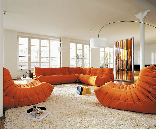 togo-modern-soffa-design-Ligne-Roset-orange