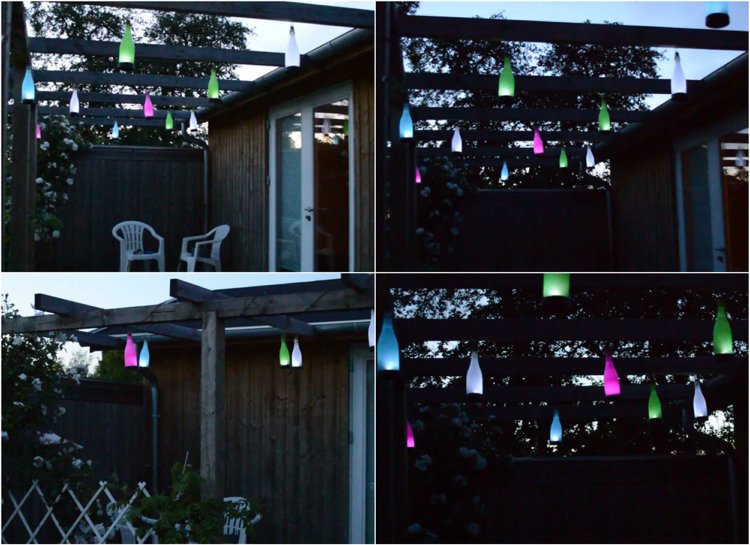 ljus-trädgård-utan-elektricitet-deco-sol-flaskor-färgade-glas-hängande-pergola