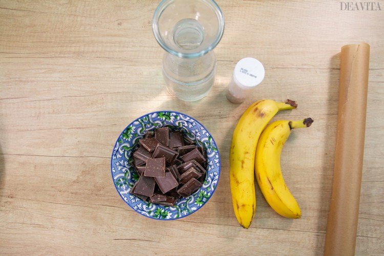 Choklad banan canapes fingermat för barn fest