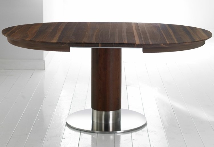 matbord av massivt trä oval design mörkt trä calum utdragbart