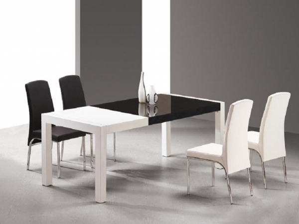 Stolsdesign svart och vitt stoppade möbler-matbord glansigt