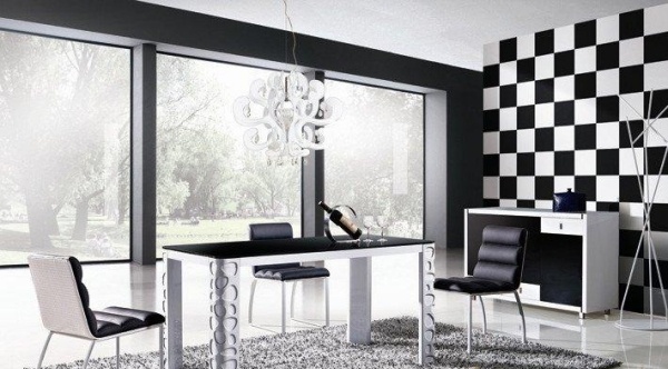 Matsal vägg design mönster svart och vitt färgschema