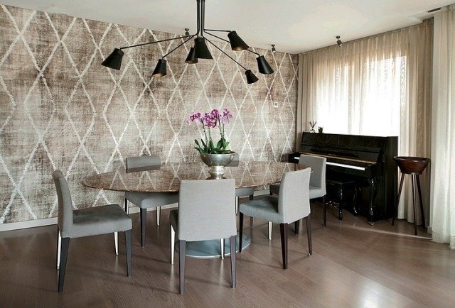Golv matsal parkett-laminat möbler-vintage look vägg tapeter mönstrade