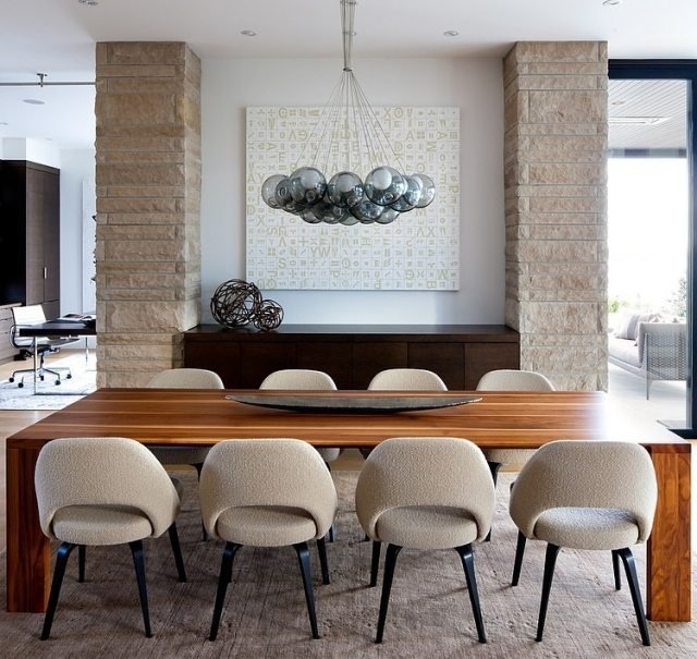 Klädda stolar för matsal-träbord modern möbelkombination
