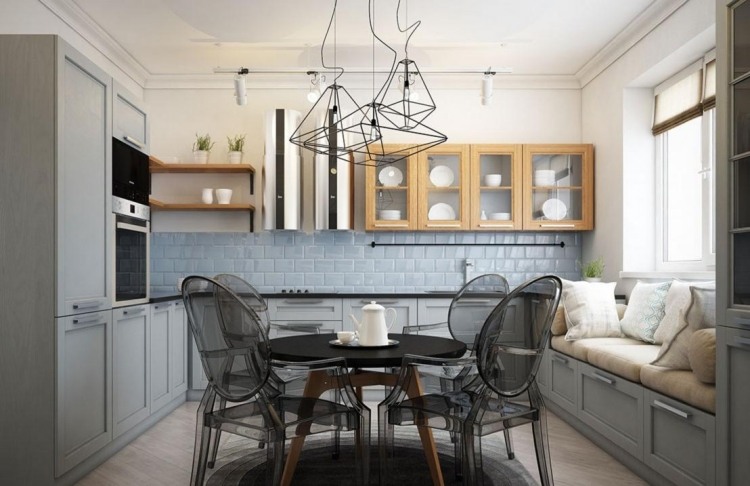 Matsalsidéer 2015 -kök-lantlig stil-stil-grå-akryl-stolar