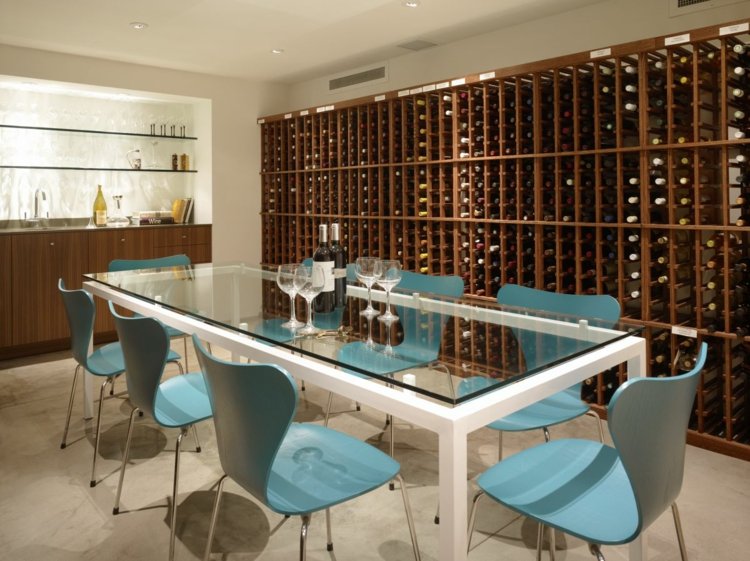 matsal idéer 2015 stål blå glas bord vinställ elegant inredning