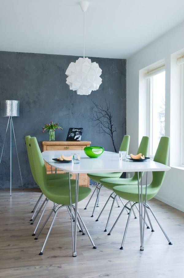 Ergonomiska stolar-matsal möbler Grön taklampa