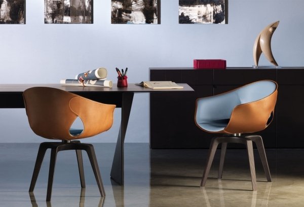 Blå klädsel-läder exteriör-designer stol-modern inredning
