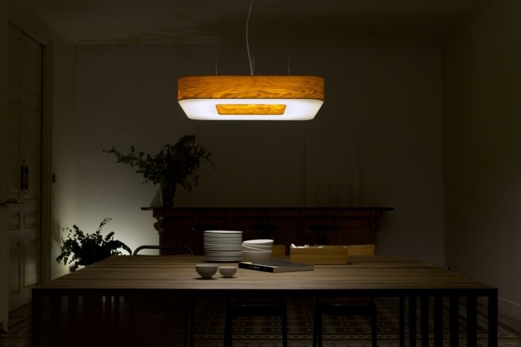 matsal lampor idéer cuad trä matbord belysning retro form