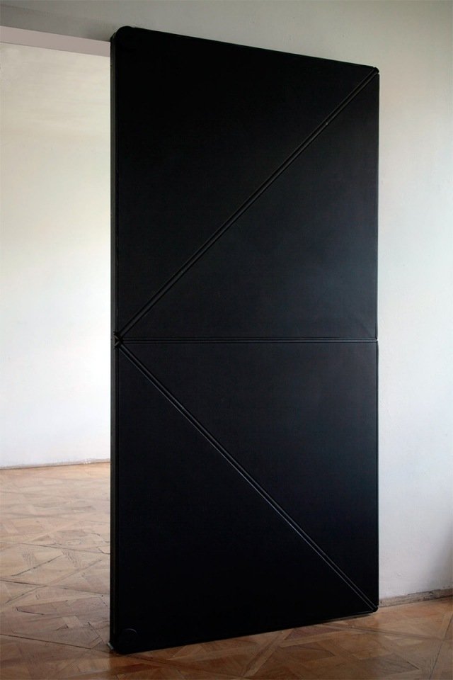 Dörrdesign svart-modern triangel flip panel segment-roterande