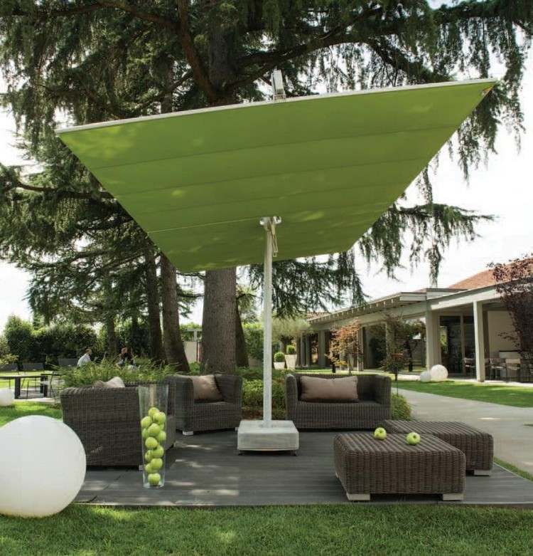 Exklusiva fristående parasoller-gröna-markiser-trädgård-trädgårdsmöbler-äpplen