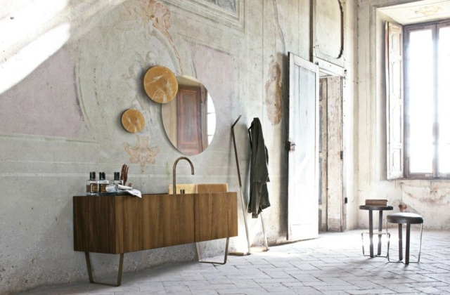 Skåp spegel diskbänk modern design rostfria ben